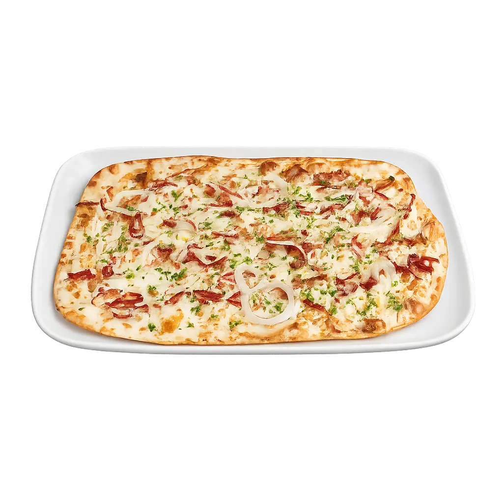 Flammkuchen Speck-Käse-Zwiebel 35x26cm (vorgebacken)