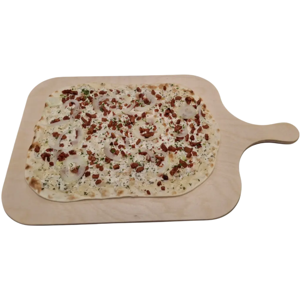 Veganer Flammkuchen "SpÄck und Zwiebel" 35x26cm (vorgebacken)